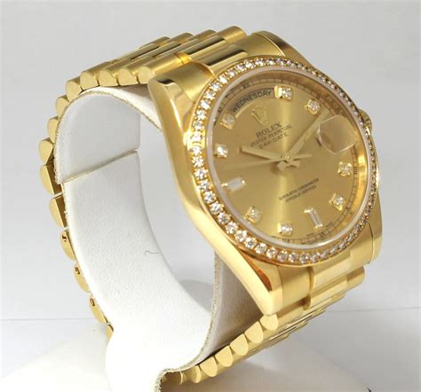 rolex day date 36mm yellow gold diamond bezel|authentic rolex diamond bezels.